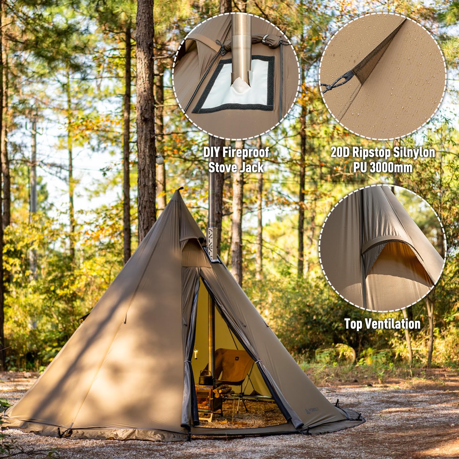 Amazon.co.jp: POMOLY (ポモリー) Tipi テント キャンプ ホットテント